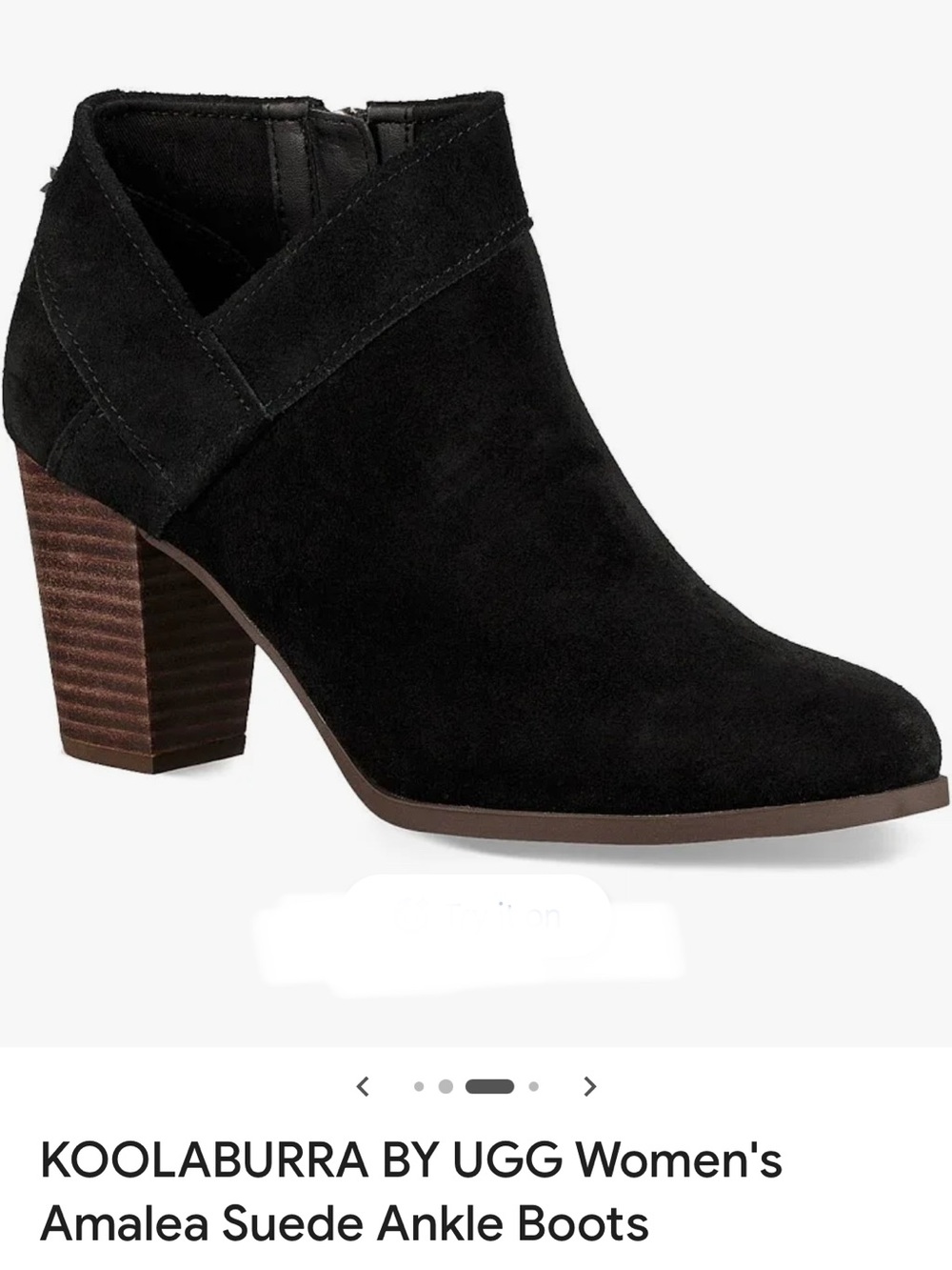 Koolaburra Black Suede Ankle Booties with Stacked Heel